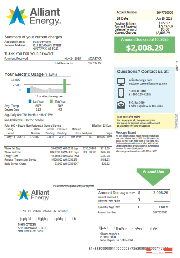 Australia Alinta Energy utility bill template in Word and PDF formats, version 3